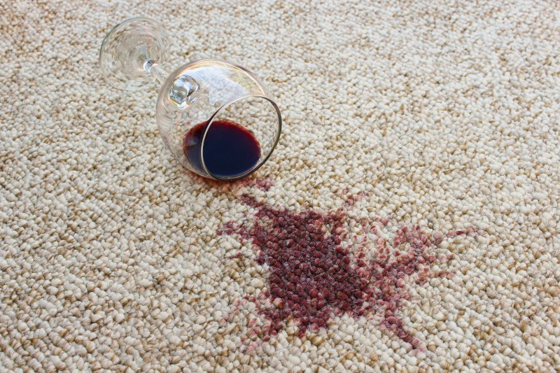 Spilled red wine on carpet